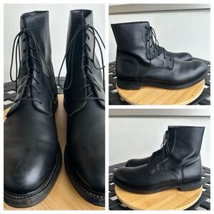 FRANCESCHETTI Men's Black Leather Boots Vibram Soles Made in Italy EU 46-US 12
